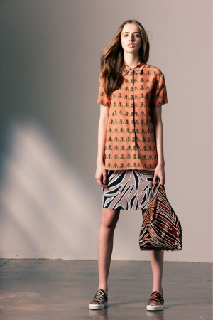 mother-of-pearl-autumn-winter-2013-2014-orange-blouse-bees-skirt