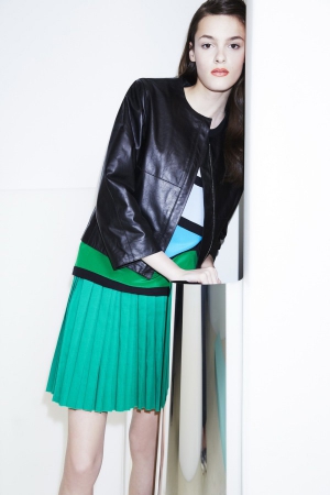 sonia-by-sonia-rykiel-resort-2014-black-jacket-leather-green-skirt